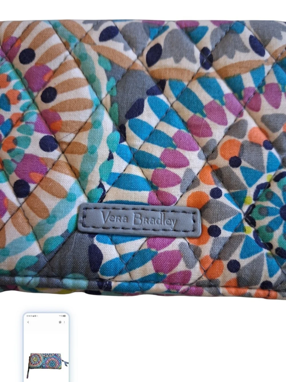 Vera Bradley Multicolor Geometric Quilted Wristlet Wallet - Picture 2 of 5